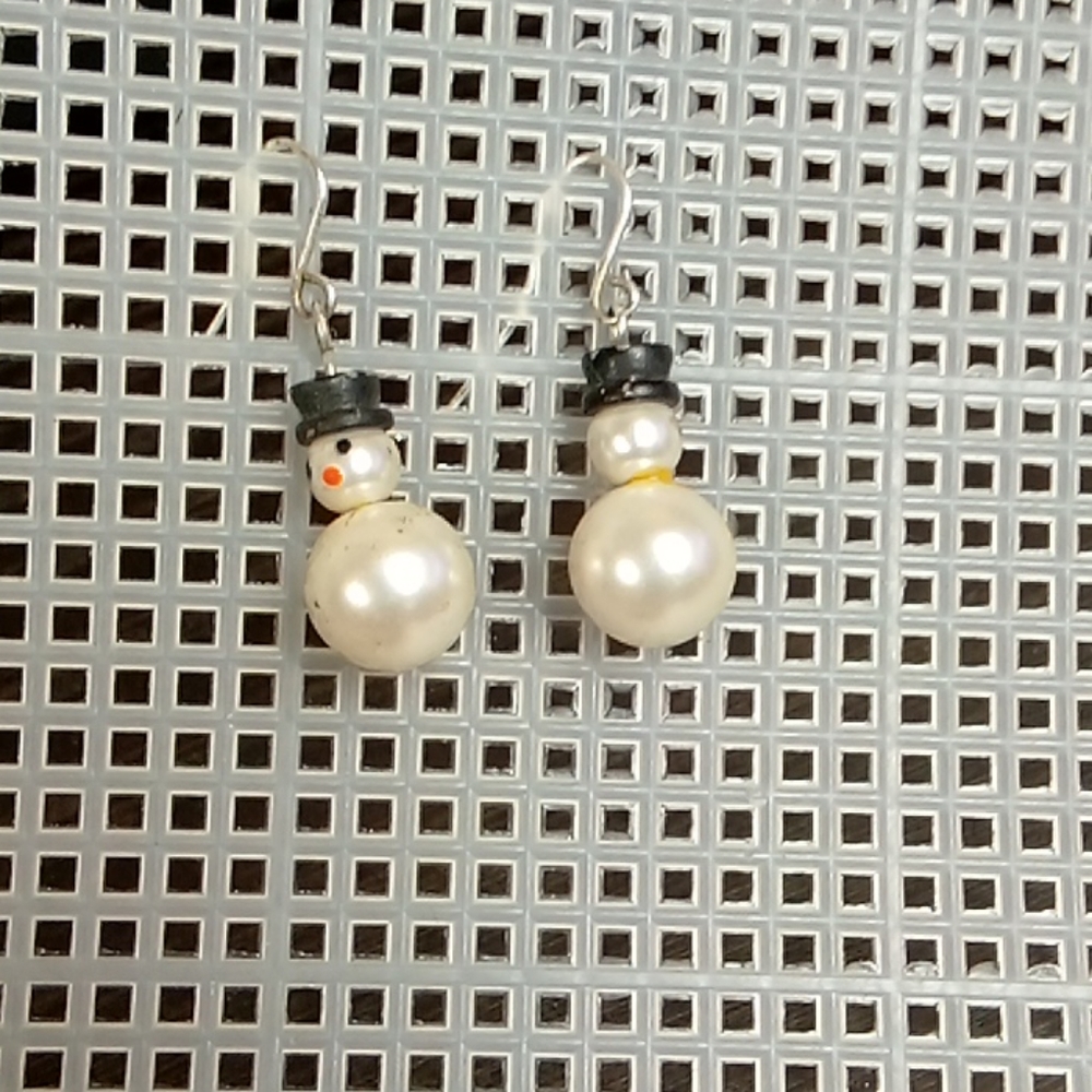 Vintage snowman earrings